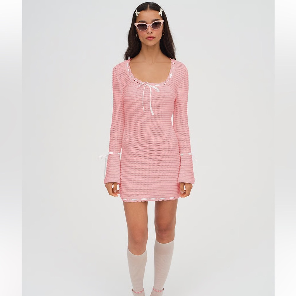 For Love and Lemons Olina Crochet Mini Dress